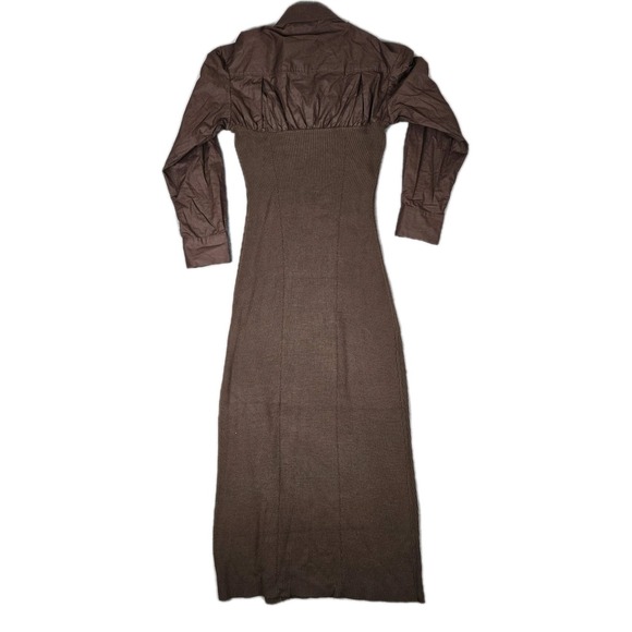 Staud Hazel Dress Womens Large Brown Sweater Knit Combo Long Sleeve Maxi Wool - Picture 3 of 8
